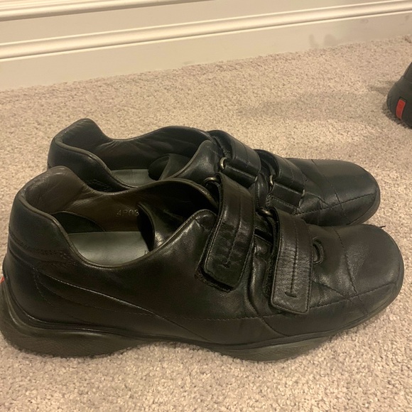 PRADA Men’s Black Leather Sneaker 7.5 - Picture 2 of 9